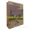 Brown kraft paper bag with famous places.